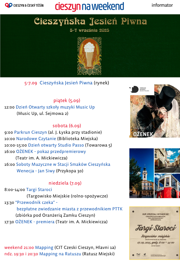 rozpiska weekendowa (mat. UM Cieszyn)